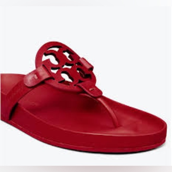 NWT Authentic Tory Burch Miller Cloud Red Leather Thong Sandals Size 11 M - Picture 10 of 16